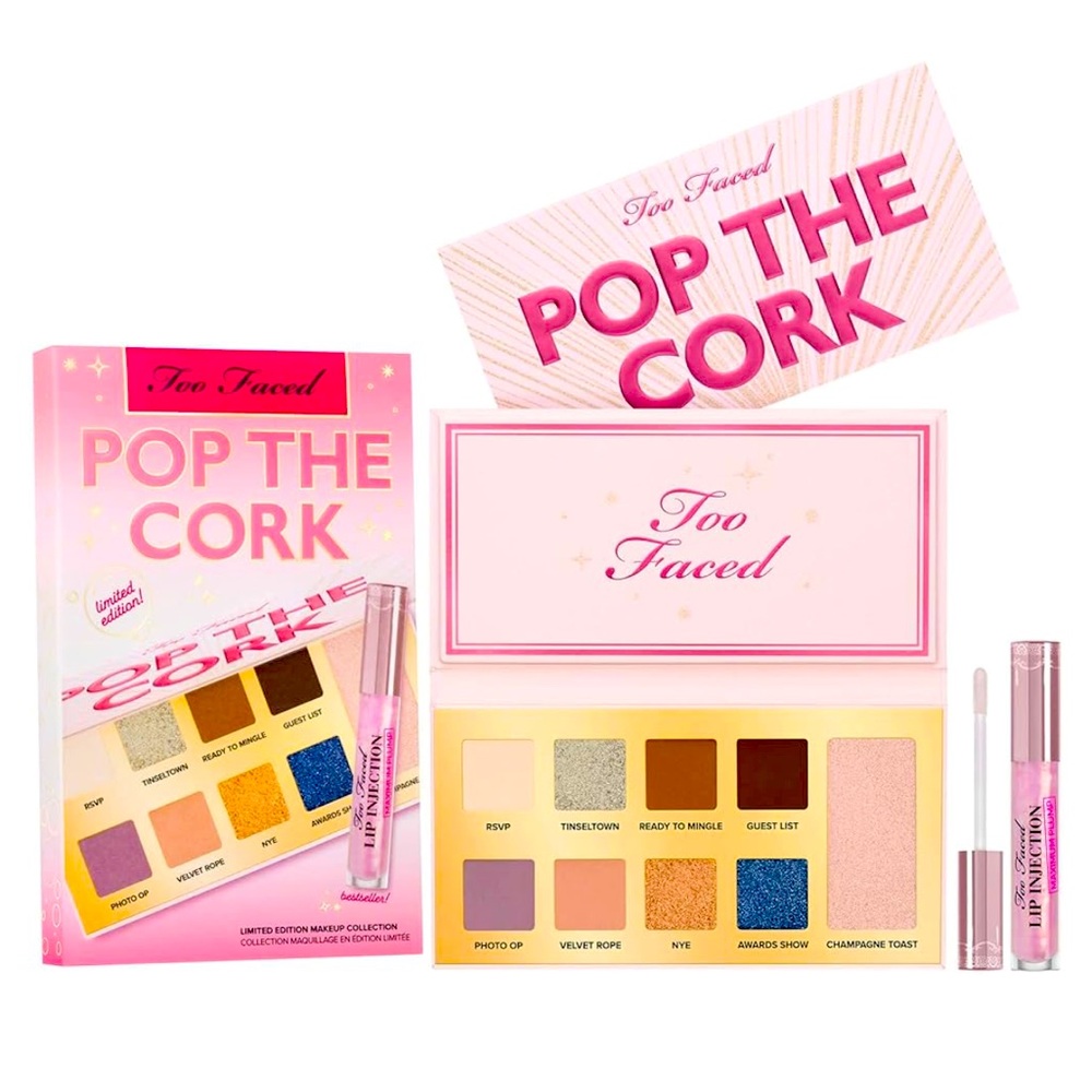 Too Faced Pop The Cork Set (Eyeshadow Palette + Lip Plumper) LIMITED EDITION NIB